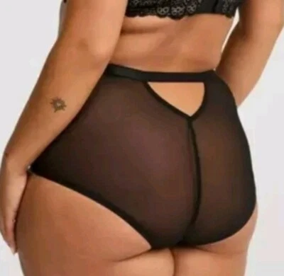Torrid Black Mesh & Lace High Waist Keyhole Brief Panty Plus Size 4X, 26 - Image 1 of 4