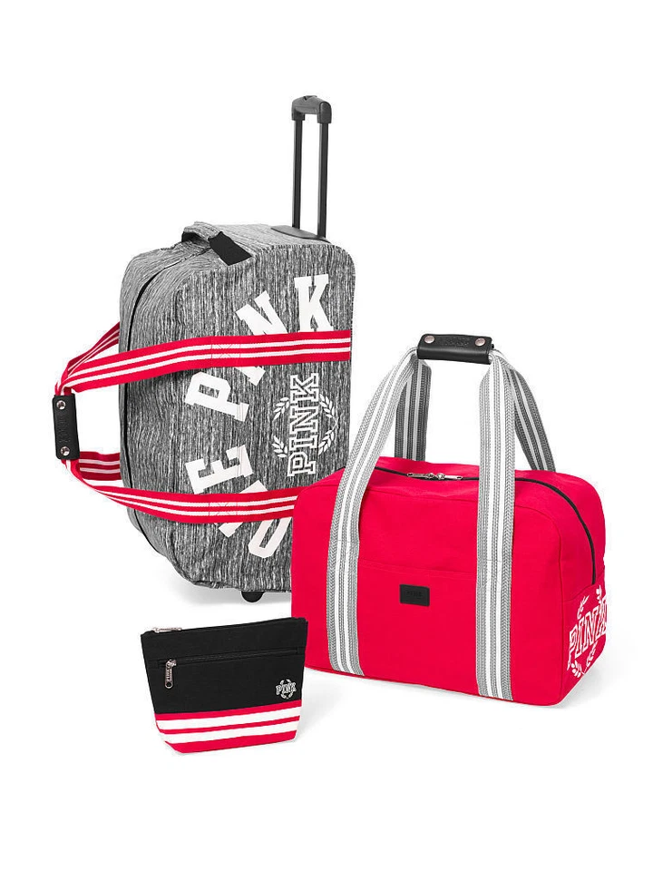 Maleta de equipaje Victorias Secret rosa RETRO 3 piezas con ruedas bolsa de lona nueva con etiquetas  Foto 1 de 1