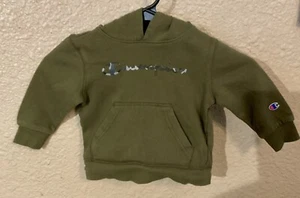 Champion Youth Hoodie Size 24m Green With Champion In Camouflage Writing - Picture 1 of 2