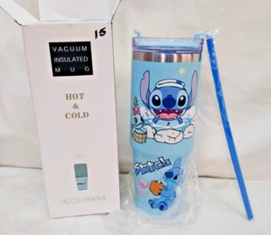 Stitch 30 oz Hot and Cold Tumbler blue with straw - Picture 1 of 5