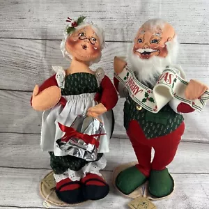 Annalee Santa Claus & Mrs. Claus Christmas Dolls Banner~ 19"~Large ~Vintage 1992 - Picture 1 of 16