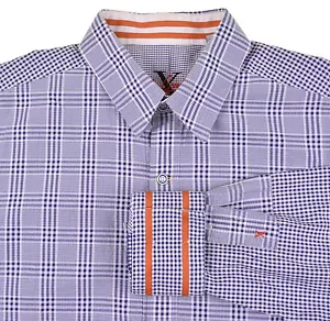 Robert Graham Gray Blue Check Cotton Spread Collar Button Down Casual Shirt L - Picture 1 of 8