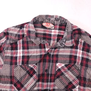 Mambo Tartan Flannel Casual Button Up Shirt Mens Size Medium M Gray Red - Picture 1 of 10