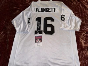 Jim Plunkett Oakland Signed Football Jersey SB XV MVP Inscribed JSA - Picture 1 of 5