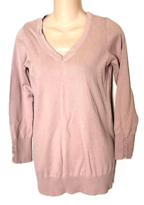H&M V-Neckline Cotton Polyamide Pink Mauve Sweater * Ladies Size Medium 8-10 - Image 1 of 3