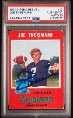 Tarjeta de fútbol americano de novato 1971 O-Pee-Chee Joe Theismann firmada por PSA/ADN 10 Foto 1 de 3