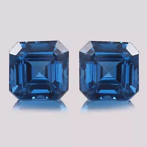 Natural Indicolite Blue Tourmaline Loose Asscher Cut Gemstone Matched Pair 15x15 - Picture 1 of 6