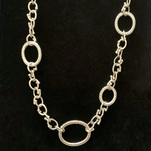 Michael Dawkins Sterlingsilber ovale Gliederkette Knebelverschluss strukturierte Perlen - Bild 1 von 8