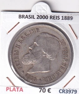 CR3979 MONEDA BRASIL 2000 REIS 1889 PLATA - Bild 1 von 2