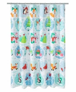 Nikolaus Quadrat Weihnachten Tierfreunde Stoff Duschvorhang Urlaub - Bild 1 von 2