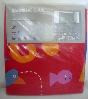 NUEVO Ikea BARNSLIG DJUR Rojo Doble Tamaño Funda Edredón con Funda de Almohada Juego de Cama Animales Foto 1 de 4
