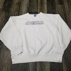 Sudadera Vintage Champion Spellout Gris Letras XXL Pullover Años 80 - Imagen 1 de 12