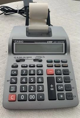 Casio Calculator HR-100TM Desktop Printing W/5 PAPER ROLL REFILLS Works - Image 1 of 4