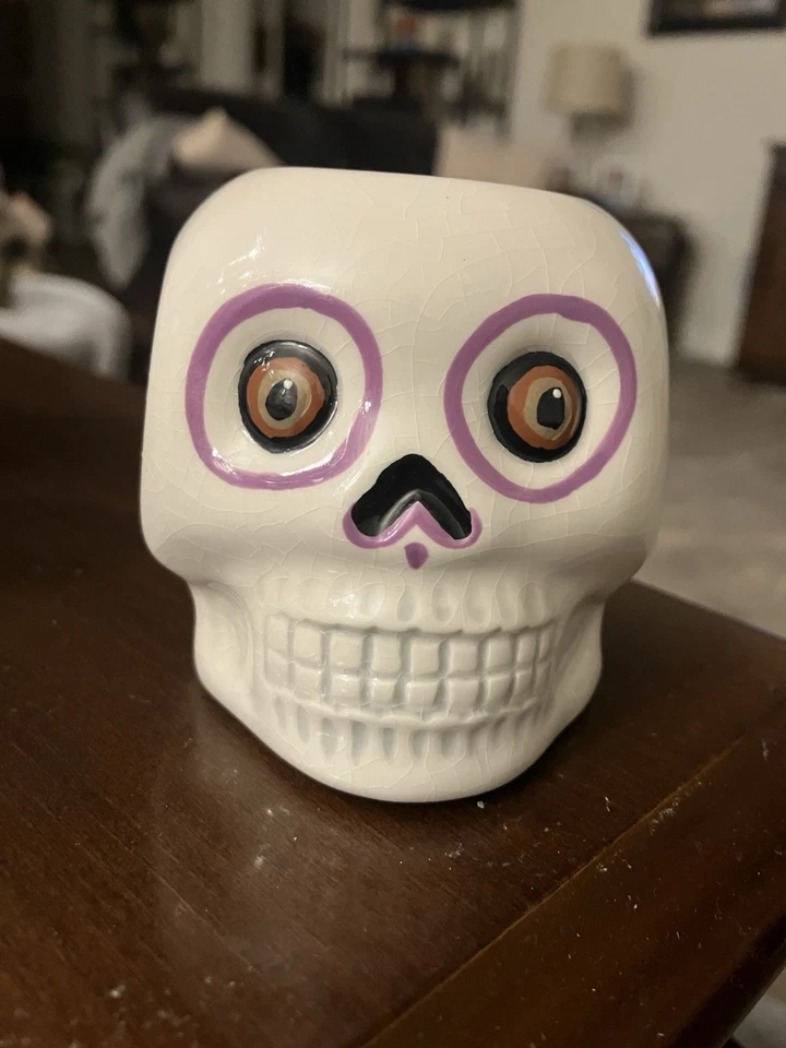 Halloween Vintage 2005 Ceramic Skull Votive Or Tea Light Candle Holder - Image 1 of 4