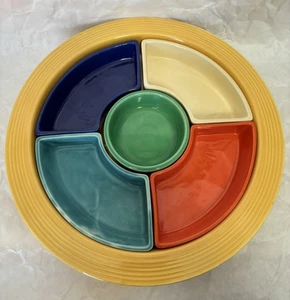 Vintage Fiesta *6 Color* Relish Tray *Gorgeous * Yellow Base - Picture 1 of 13