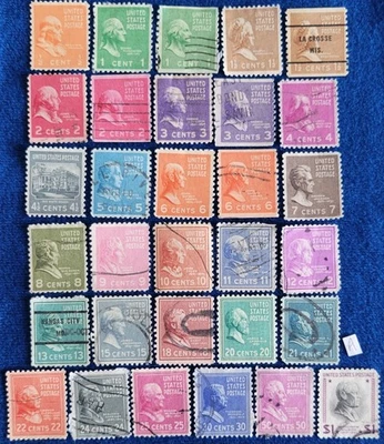 US Stamps 1938 Prexies Series Lot of 31 All Different with Coils Used Off Paper - Image 1 of 2