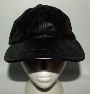 Men's Vintage RARE Kangol 100% Leather Black Hat Cap Baseball Style Strapback - Picture 1 of 8