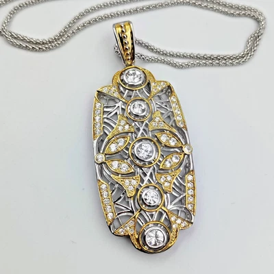 Doug Paulus Sterling Silver 925 White Zircon Pendant Enhancer Necklace - Image 1 of 4