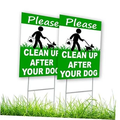 2 PC Limpieza Después de que Tu Perro Signe, 12x8 DS Coroplast Limpieza Después Del Perro - 2 PC Foto 1 de 4