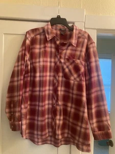 eddie bauer Ls Bluse Top Größe 2X. Rostkoralle kariert.  Baumwolle. - Bild 1 von 5