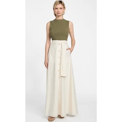 Maxi Falda Marciano By Guess Pat Cinturón Off-White Larga Botones Dorados US 2 IT 38 Foto 1 de 4