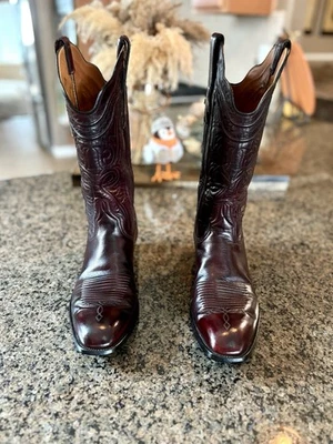 Lucchese-vintage San Antonio, Beautiful Dark Cherry, French Toe, Size 11.5A - Image 1 of 4