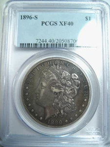 1896-S MORGAN SILVER DOLLAR~PCGS CERTIFIED XF40~EXCELLENT DETAIL PROBLEM FREE * - Picture 1 of 6