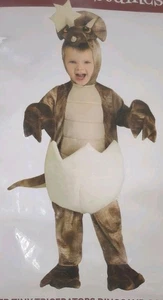Toddler Tiny Triceratops Dinosaur Costume 18 Months Jumpsuit Booties Hood & Egg  - Picture 1 of 5