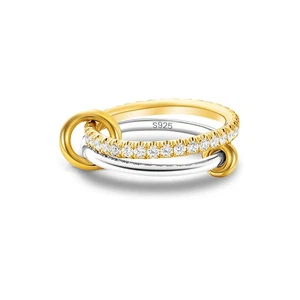 14K Gold Plated Interlocked Stackable Rings for Women Non Tarnish 925 Sterlin... - Picture 1 of 7