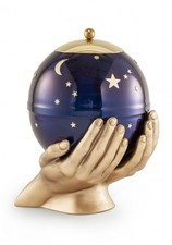 Southsea Metal Moon and Stars Blue Cremation Ashes Urn - UU580114