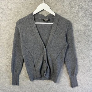 Jaeger Jumper Womens Small Grey 100% Cashmere Cardigan Sweatshirt Knit Sweater - Picture 1 of 8