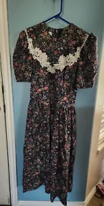 VTG Gunne Sax Jessica McClintock Dress 9/10 Floral Lace 80s Prairie Cottagecore - Picture 1 of 9
