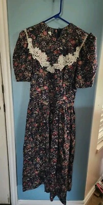 VTG Gunne Sax Jessica McClintock Dress 9/10 Floral Lace 80s Prairie Cottagecore - Image 1 of 4