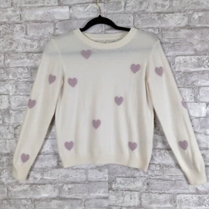 Spiritual Gangster Girls Brooklyn Heart Sweater Small/10 White Cozy Soft Casual - Picture 1 of 8