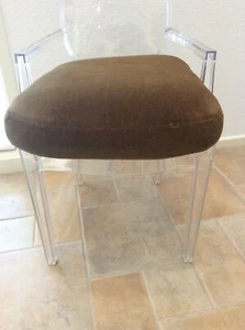 ** ANTIQUE FRENCH MOHAIR CUSHION REPLACEMENT ** FOR ORIGINAL LEATHER CLUB CHAIR - Picture 1 of 12