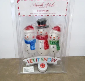 Polo Nord Natale 3 Pupazzi di Neve con Let it Snow Sigh Luce Notturna - NUOVO - Foto 1 di 3