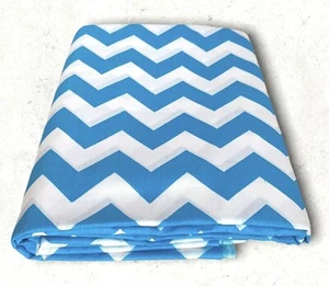 Blue White Half Moon Modern Zig Zag Chevron Fabric Polyester 58" x 3 Yards - Picture 1 of 4