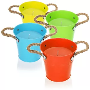 4x Duftkerze im Metalleimer - windfeste Outdoorkerze - Gartenkerze für Balkon - Bild 1 von 7