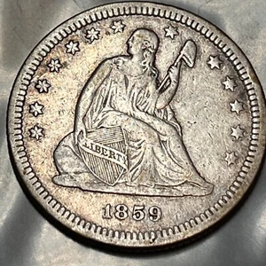 1859 QUARTER LIBERTY SEATED 25C #856 - Picture 1 of 11