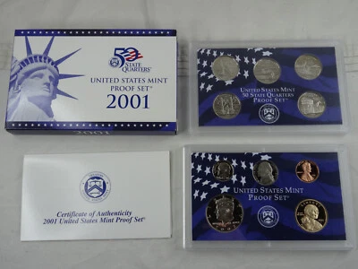 2001-S US Mint Proof Set 10 Coin Set OGP Original Government Packaging COA - Image 1 of 4
