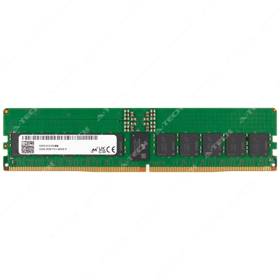 Micron 32GB 2Rx8 PC5-4800B EC8 RDIMM DDR5-38400 ECC Registered Server Memory RAM - Image 1 of 2