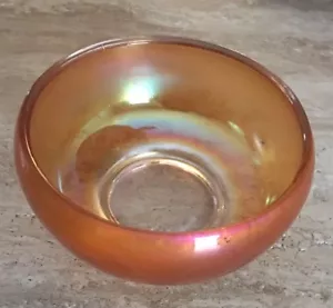 Vintage Carnival Orange Iridescent Glass Bowl 3" Tall 5" Wide - Picture 1 of 6