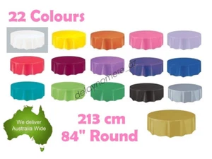 Round Wedding Party Tablecover Table Cover Cloth Plastic Tablecloth Birthday 84" - Picture 1 of 25