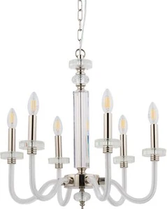 Lampadario classico cromato trasparente glamour 6X40W/E14 IP20 - Foto 1 di 3