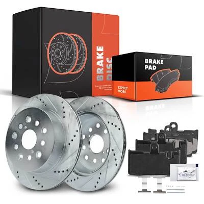 Rotores traseros perforados y pastillas de freno de cerámica para Lexus LS430 2001 2002 2003-2006 Foto 1 de 4