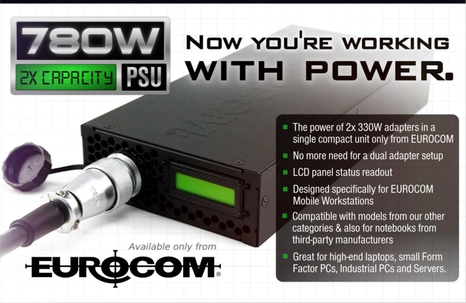 780W AC Adapter for Gaming Laptops; Without DC Cable - GET MORE POWER! - image 1 of 1