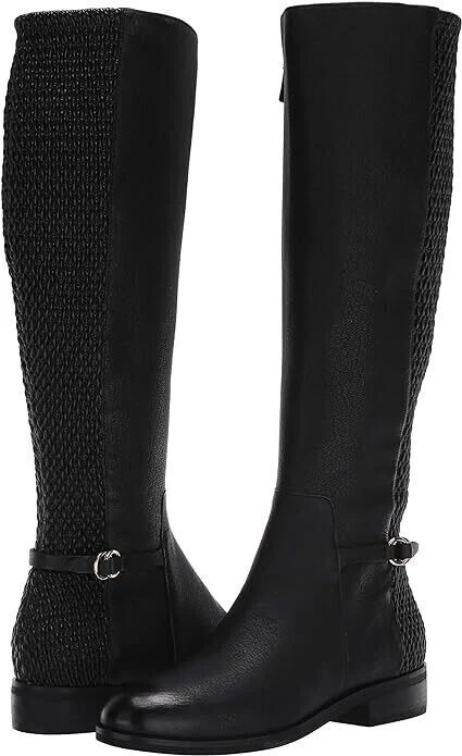 Cole Haan Womens Isabell Stretch Boot Black Leather Riding BOOTS Size 8.5