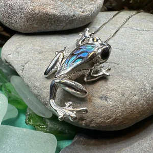 Abalone Frosch Halskette Paua Muschel Sterling Silber Tier Anhänger Damen 925 - Bild 1 von 9
