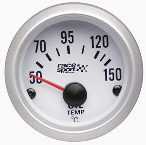 Sumex Branded 52mm Diameter 12V Car Oil Thermometer Gauge Dial - Satin Silver - Picture 1 of 3