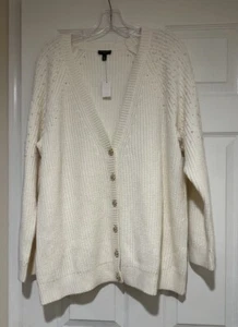 Neu mit Etikett Talbots 2X cremefarbener Cardigan Pullover mit Perlenbesatz  - Bild 1 von 3